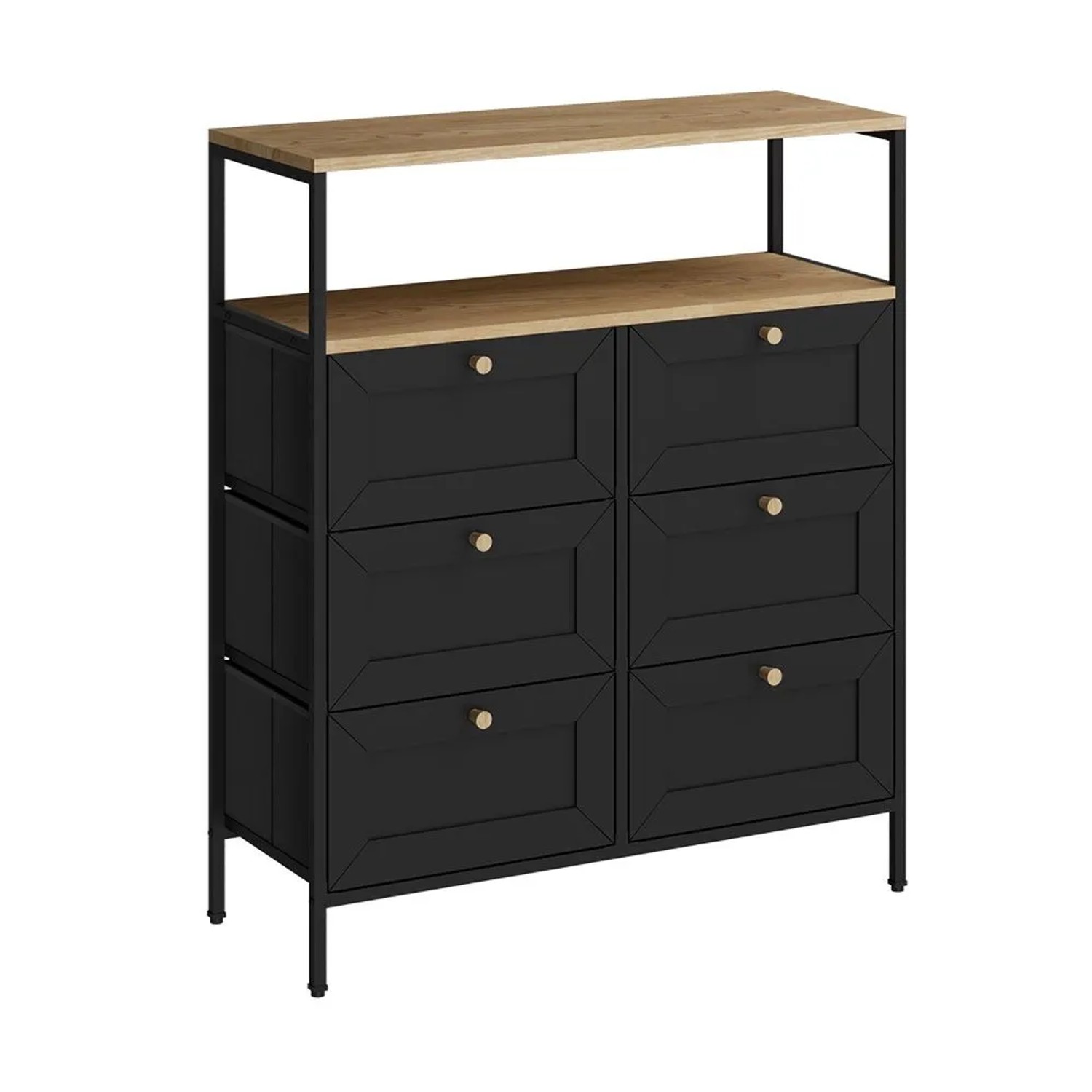 Vicco Kommode Belaro Schwarz 80 x 95 mit 6 Schubladen Art Nr 51891
