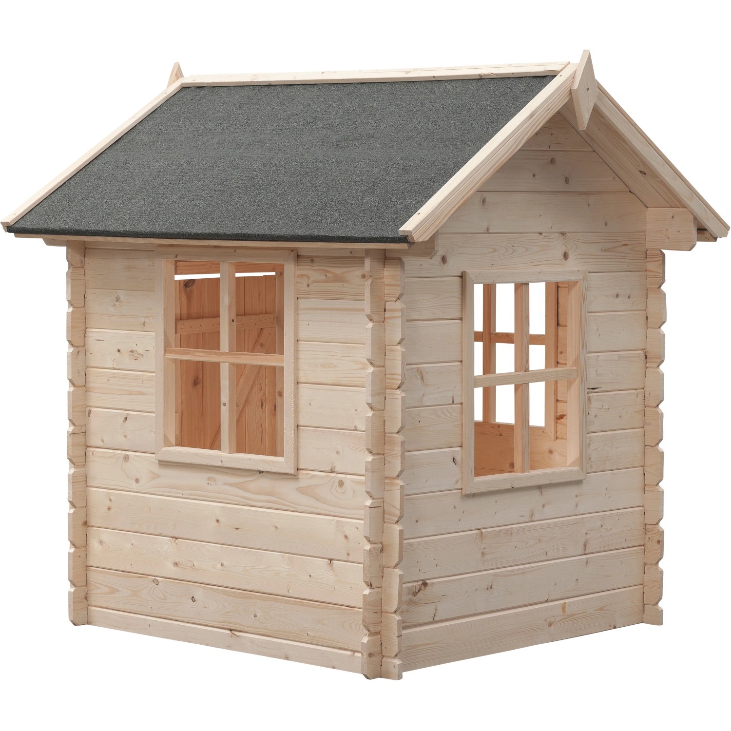 SwingKing Spielhaus Monique aus unbehandeltem Holz mit Dachpappe, 160x120x120 cm.