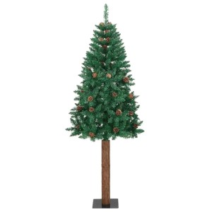 vidaXL Schlanker Weihnachtsbaum mit 300 LEDs mit Ständer Grün 180 cm 3394860