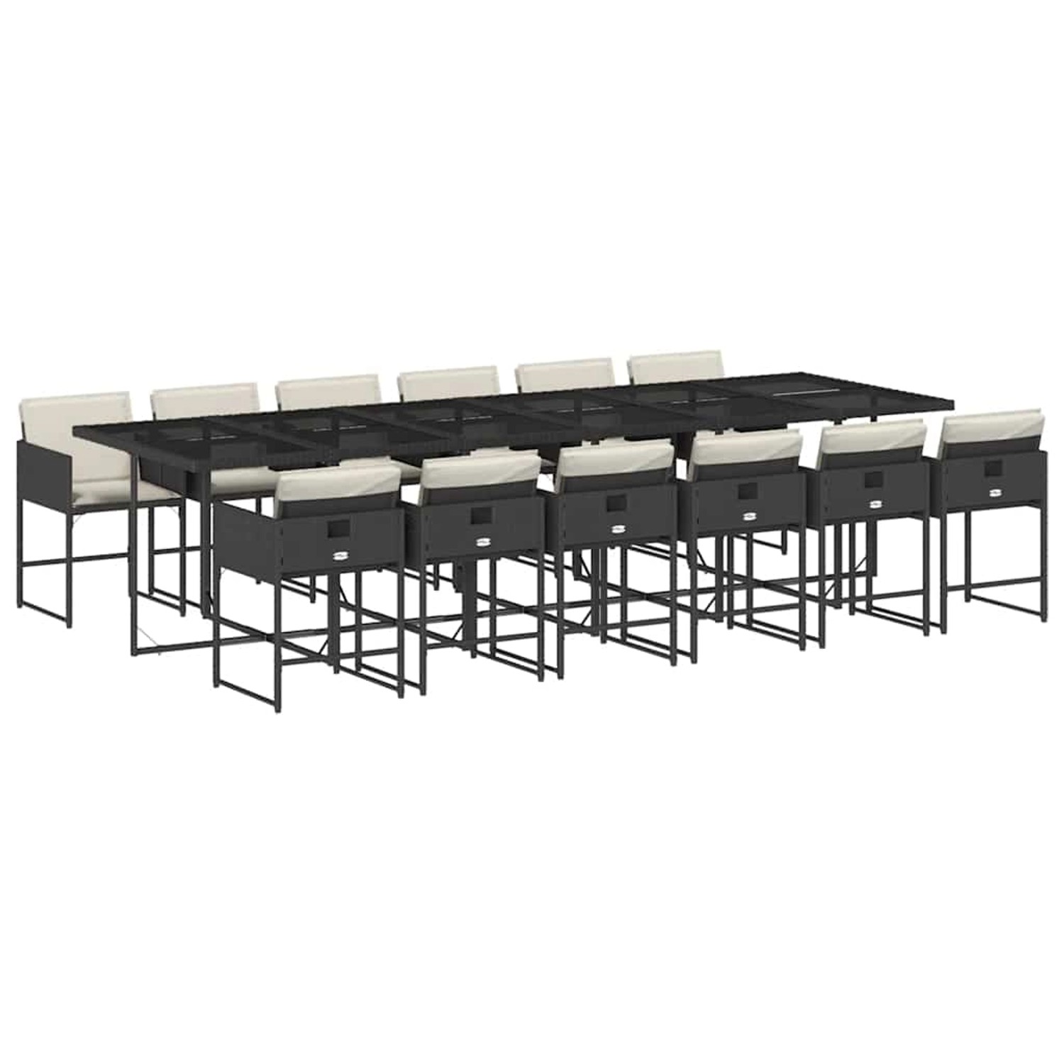 vidaXL 13-Tlg Garten-Essgruppe mit Kissen Schwarz Poly Rattan 3211302 günstig online kaufen