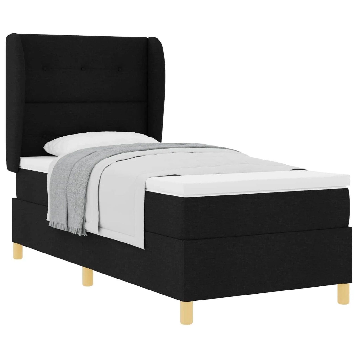 vidaXL Boxspringbett mit Matratze Dunkelgrau 90x190 cm Schwarz 3340734 günstig online kaufen