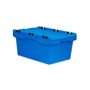 Blaue PROREGAL Eurobox mit Deckel, 47 Liter. Stapelbarer Mehrweg-Stapelbehälter für Lager und Transport.