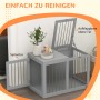 Grauer PawHut Hundekäfig mit zwei Türen und Gitterstäben für mittelgroße Hunde.