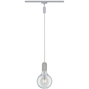 Paulmann Urail Pendeladapter in Chrom Matt mit Pendelleuchte an Schienensystem.