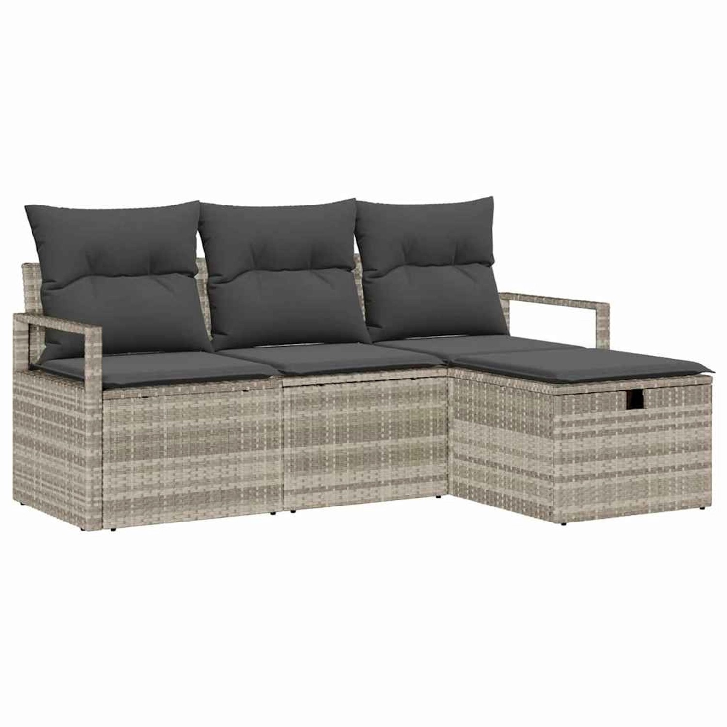 vidaXL Garten-Sofa-Set mit Kissen 4-Tlg Hellgrau Poly Rattan 3360483 günstig online kaufen