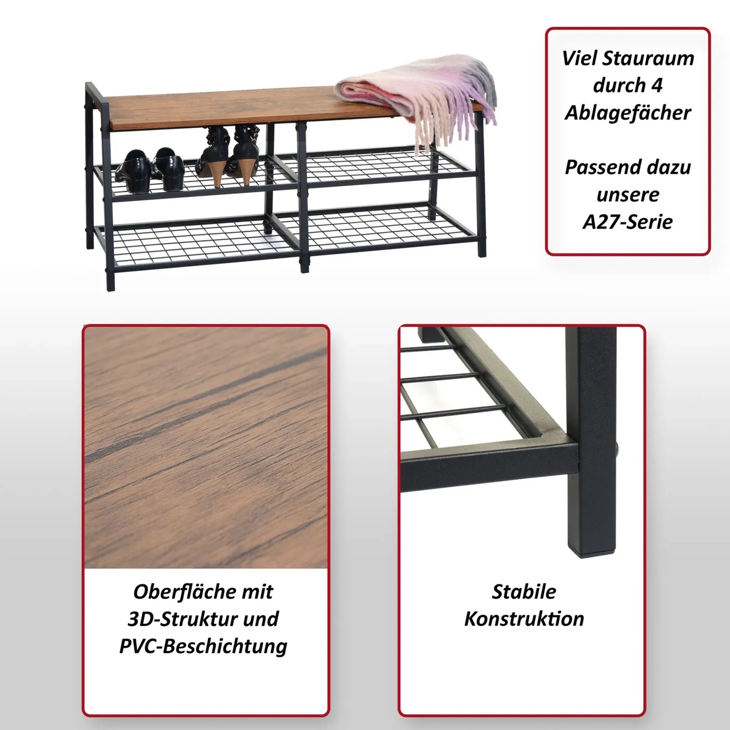 MCW Schuhbank A27 40 x 107 x 38 cm Wildeiche-Optik kaufen bei OBI