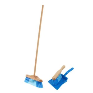 Galaflor Kehrset für Kinder in Blau, bestehend aus Besen, Handfeger und Kehrblech.