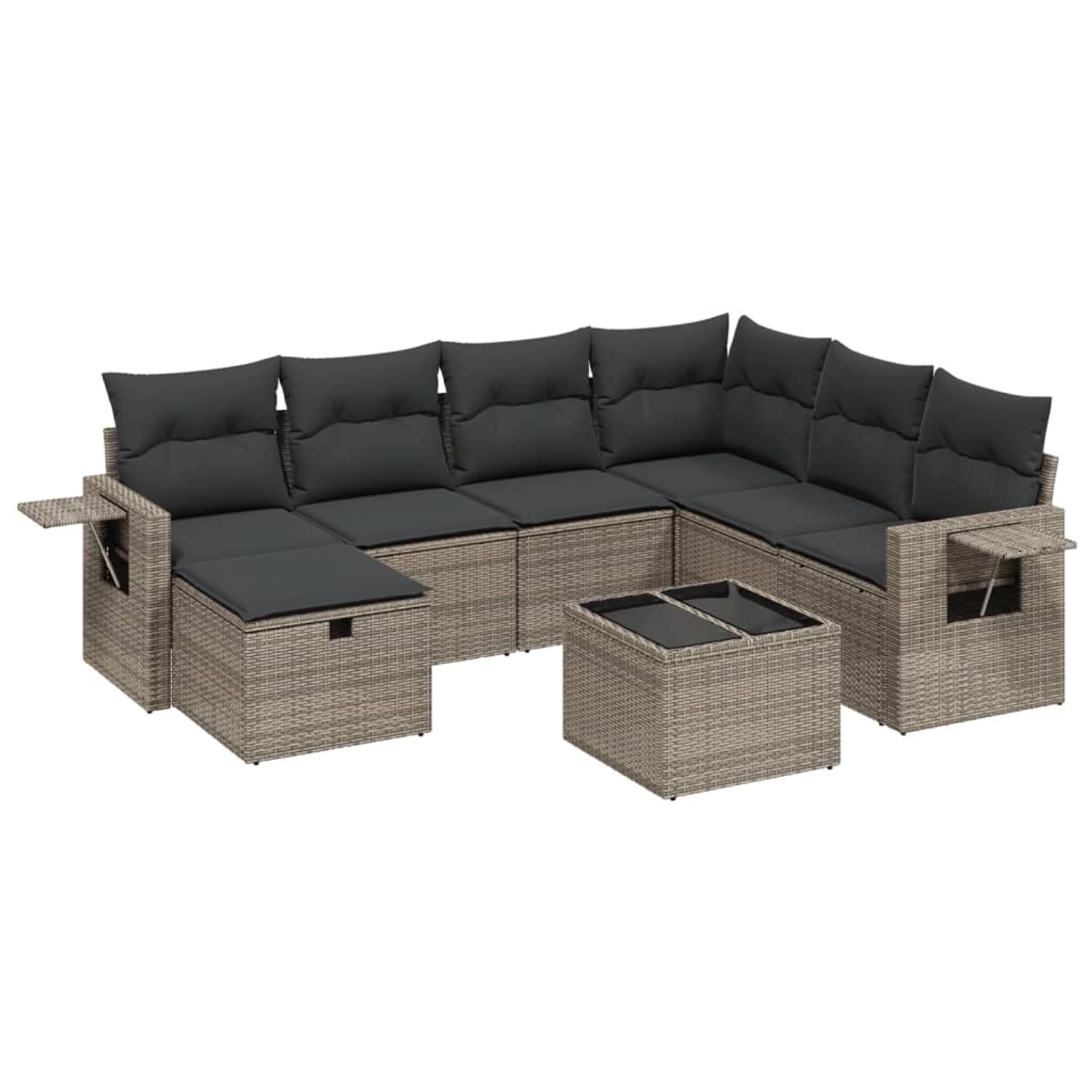 vidaXL 8-Tlg Garten-Sofagarnitur mit Kissen Grau Poly Rattan 3263846 günstig online kaufen