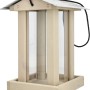 Sandfarbenes Vogelhaus mit Schiebedach aus Metall, 28x19x19 cm. Vogelfutterspender aus Kiefernholz mit Plexiglas.