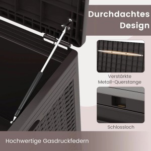 Costway Gartenbox 380 L mit Rollen Wasserdicht Rattanstruktur Braun