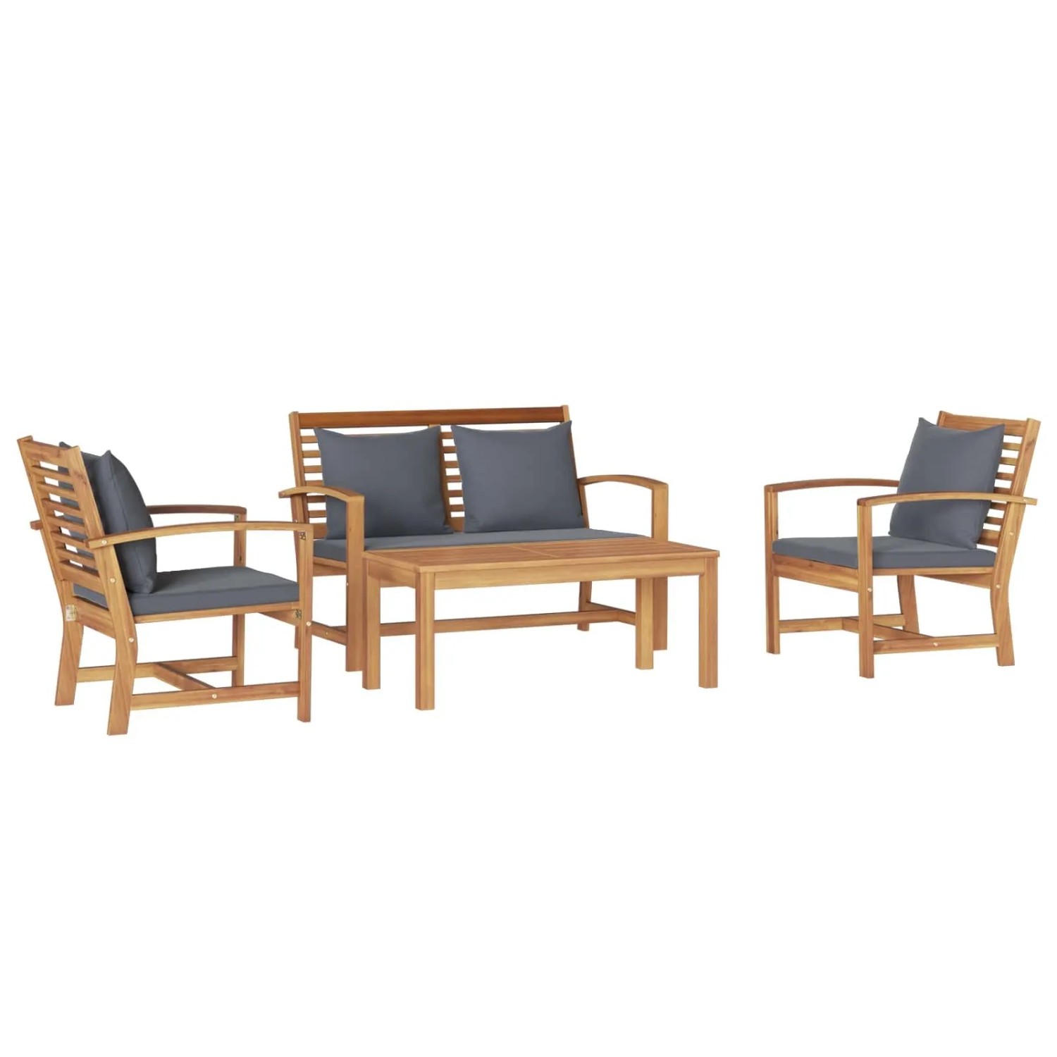 vidaXL Gartensofa-Set 4 Stk Natur Massivholz Teak 3356854
