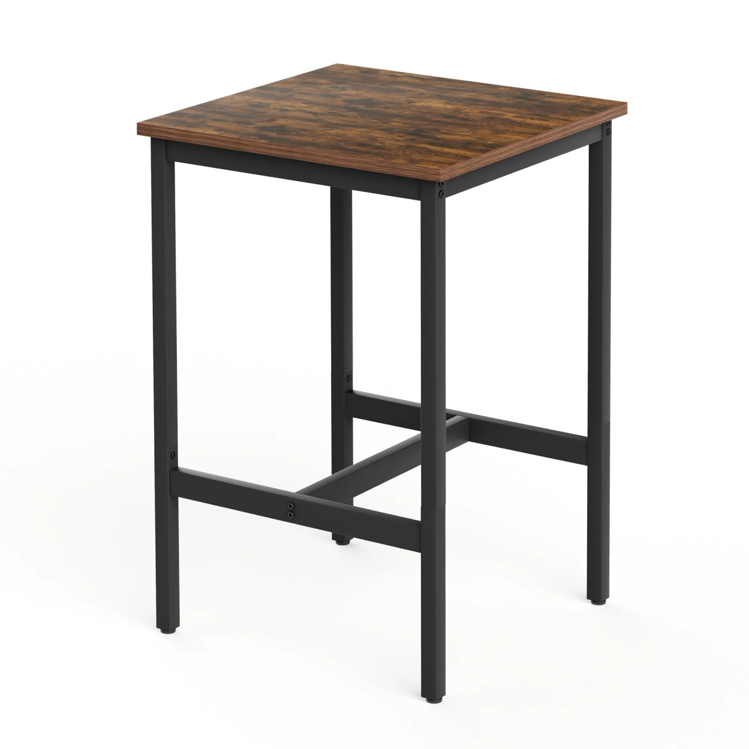 okwish Bartisch Set mit 2 Hockern Metallgestell Für Esszimmer 60x60x90cm Braun