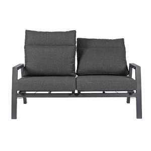 Bizzotto 2-Sitzer Lounge Sofa Kledi, anthrazitfarben mit verstellbarer Rückenlehne und Kissen.