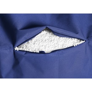 Detailansicht: Dunkelblauer Sitting Point Sessel Swing mit EPS-Perlen Füllung.