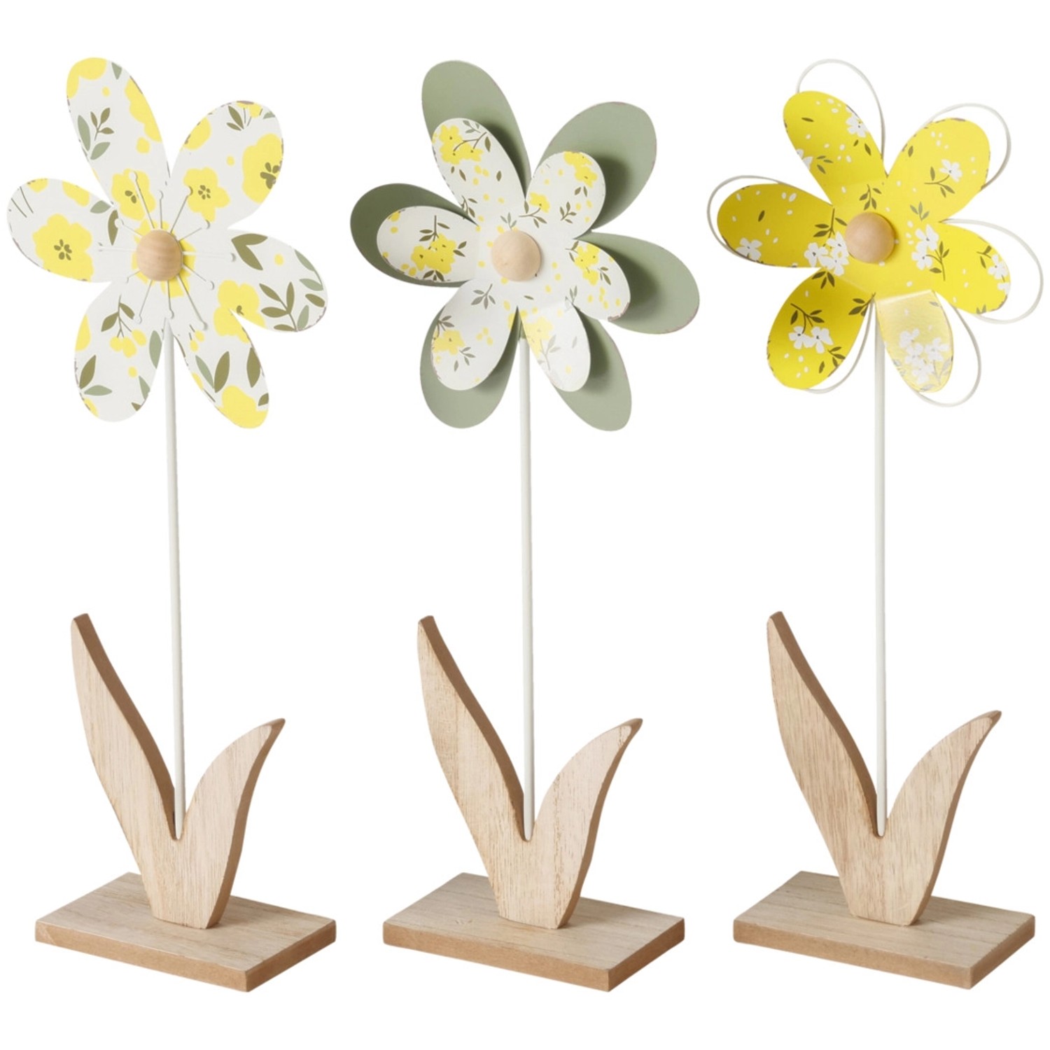 Giugio Metall Blumen Aufsteller - 2-teilige Deko Mit Holzsockel Schwarz