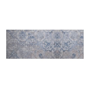 MySpotti Küchenrückwand mit Vintage Fliesenmuster in Blau-Grau, 160x60 cm.
