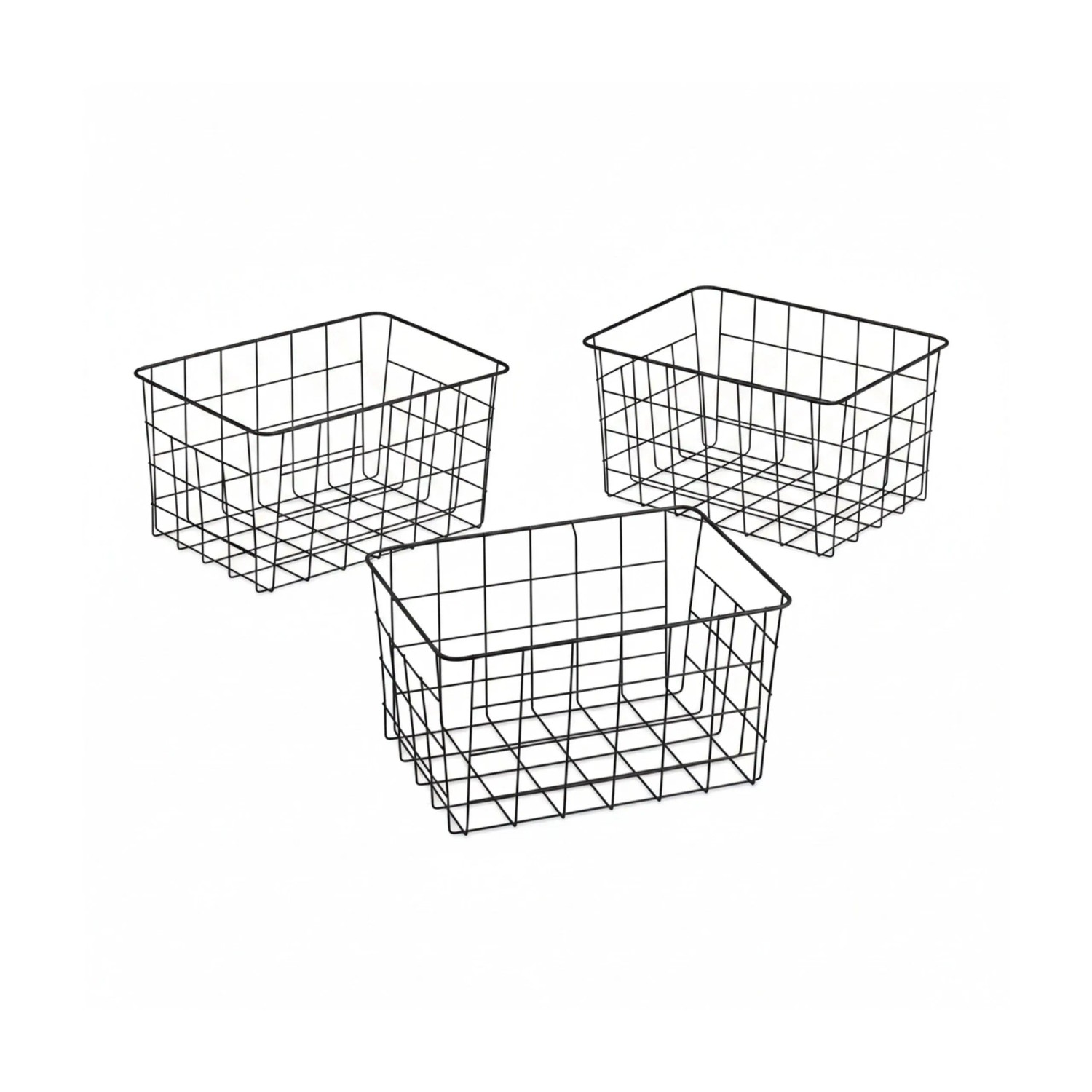 Relaxdays Drahtkorb 3er Set Metall Schwarz 15,5 cm x 28 cm x 20 cm 250 g