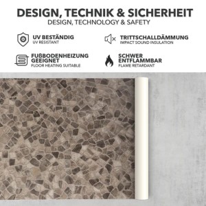Karat CV Bodenbelag Atlantic Selby, Steinoptik, 200x250cm. PVC-Boden für Wohnräume.