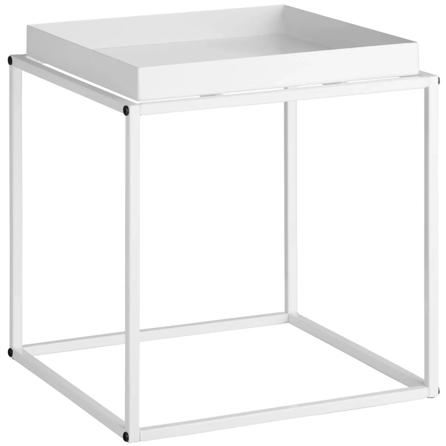 Tectake Beistelltisch Cambridge Stahl Mit Ablage In Tablettform  40 x 40 x 44 cm Weiß