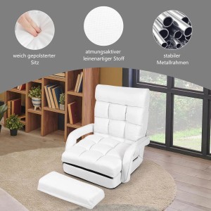 Costway Bodenstuhl mit Schlaffunktion Klappsofa Armlehnen Weiß