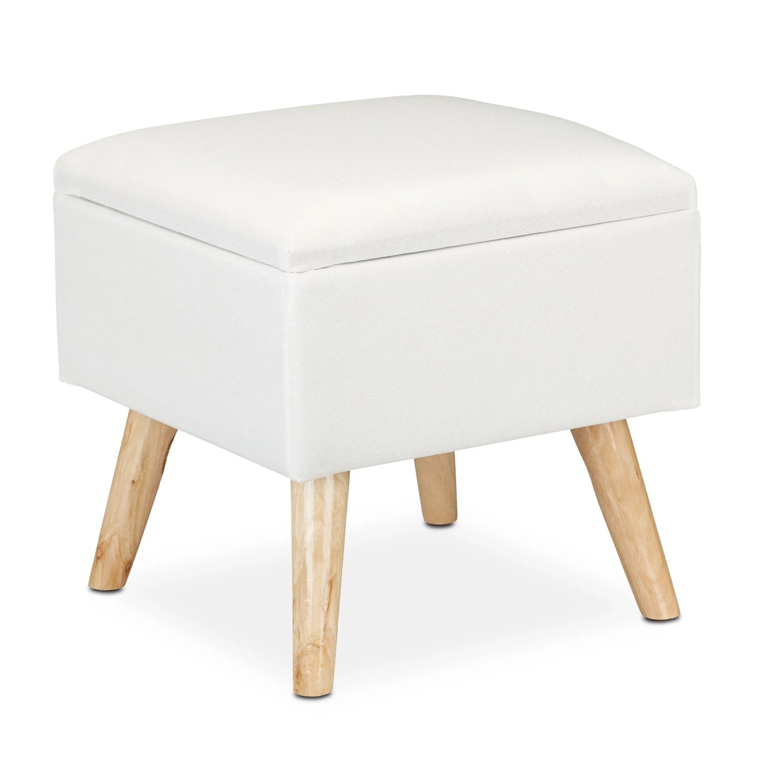 Relaxdays Hocker mit Stauraum Kunstleinen MDF Holz Weiß Gepolstert 40 cm x 40 cm x 40 cm 6,5 kg