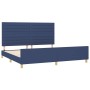 Blaues Stoff-Bettgestell 200x200 cm mit Kopfteil für erholsamen Schlaf im Schlafzimmer.