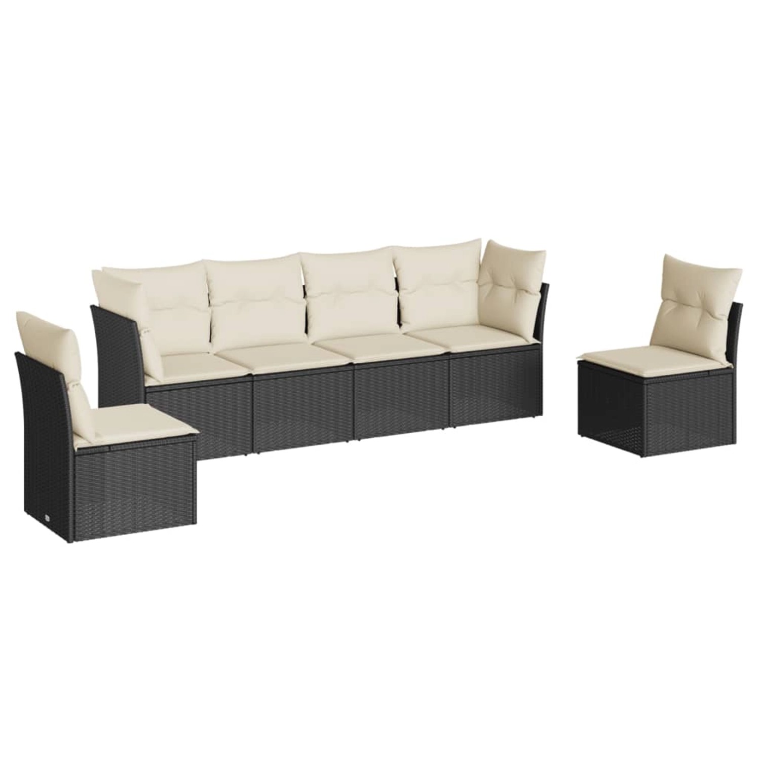 vidaXL 6-tlg Garten-Sofagarnitur mit Kissen Schwarz Poly Rattan Modell 12 günstig online kaufen