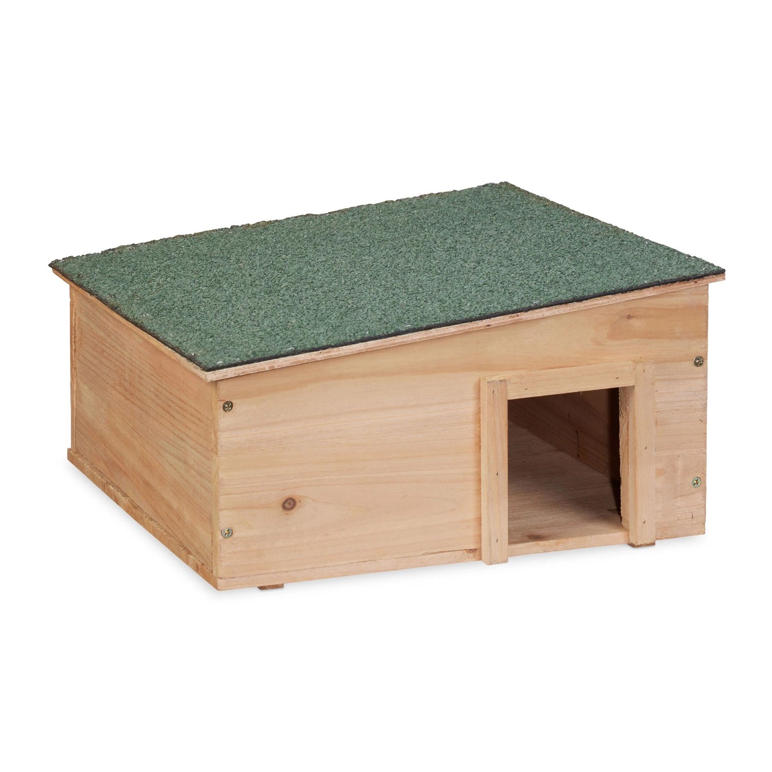 Relaxdays Igelhaus Tannenholz Hellbraun Grün mit Boden 2 Kammern Abnehmbares Dach 21,5 cm x 40 cm x 40 cm 3,4 kg