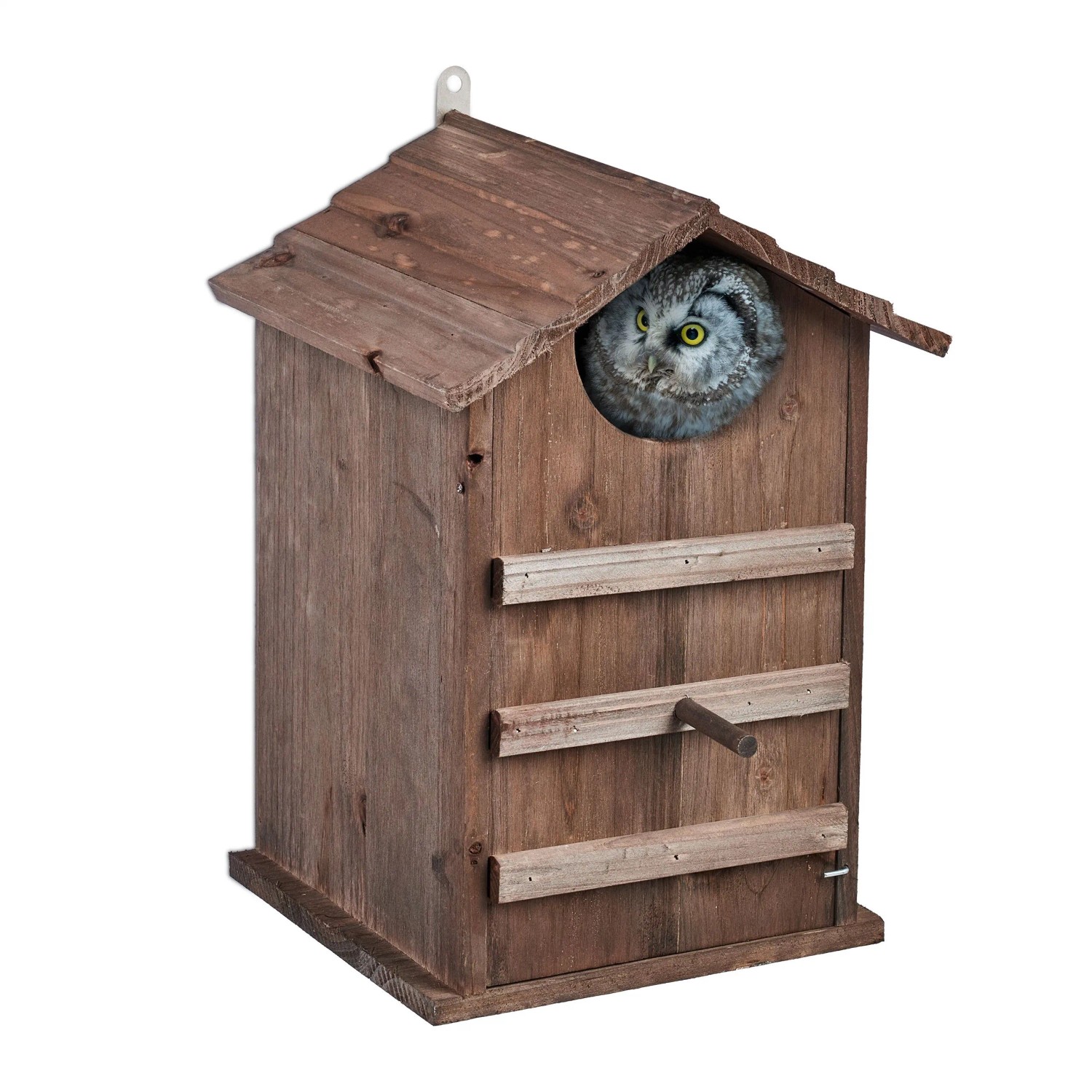Relaxdays Eulen Nistkasten Tannenholz Braun Aufklappbar Wetterbeständig 38,5 x 25 x 28 cm 1,3 kg