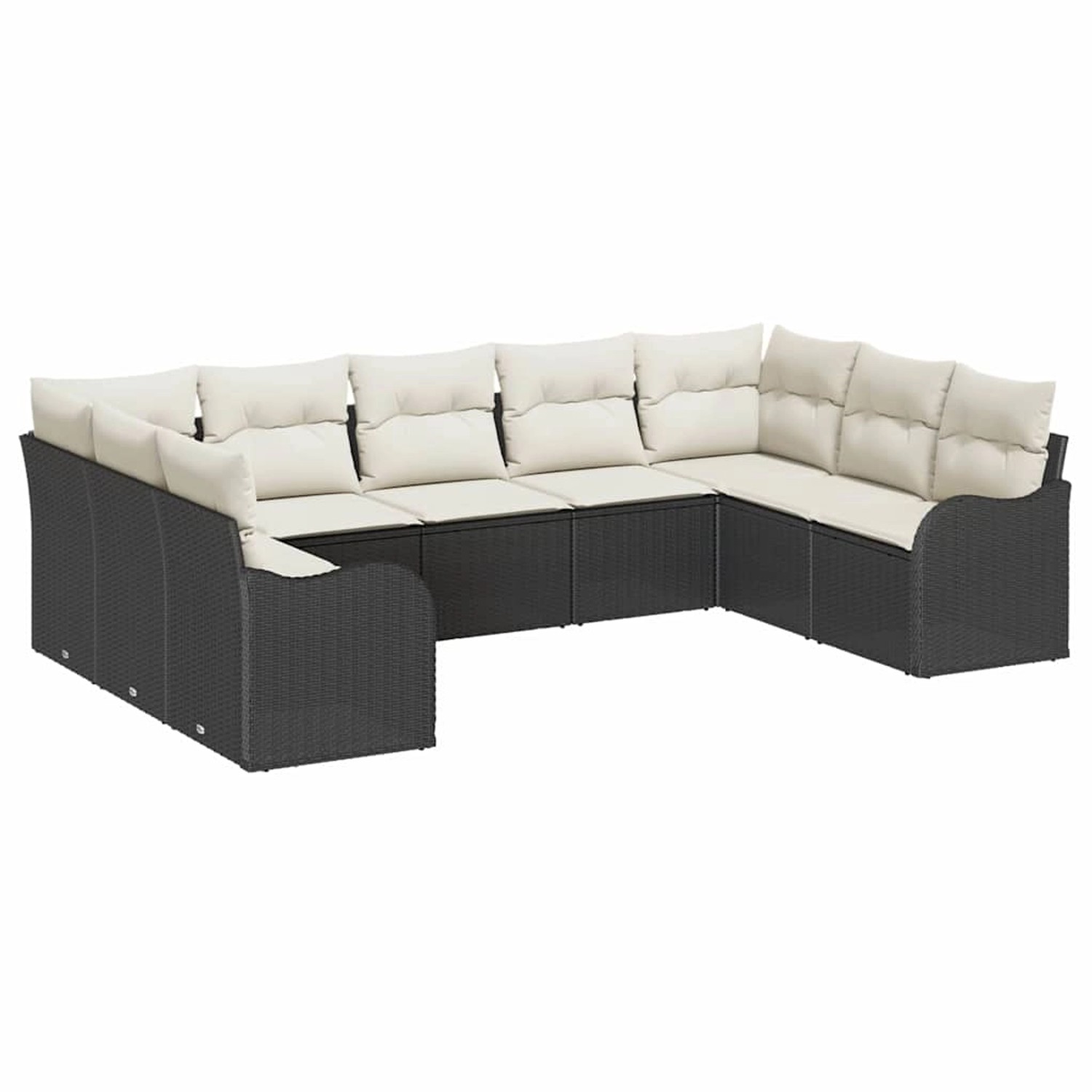 vidaXL Garten-Sofa-Set mit Kissen 9-Tlg Schwarz Poly Rattan 3345857 günstig online kaufen