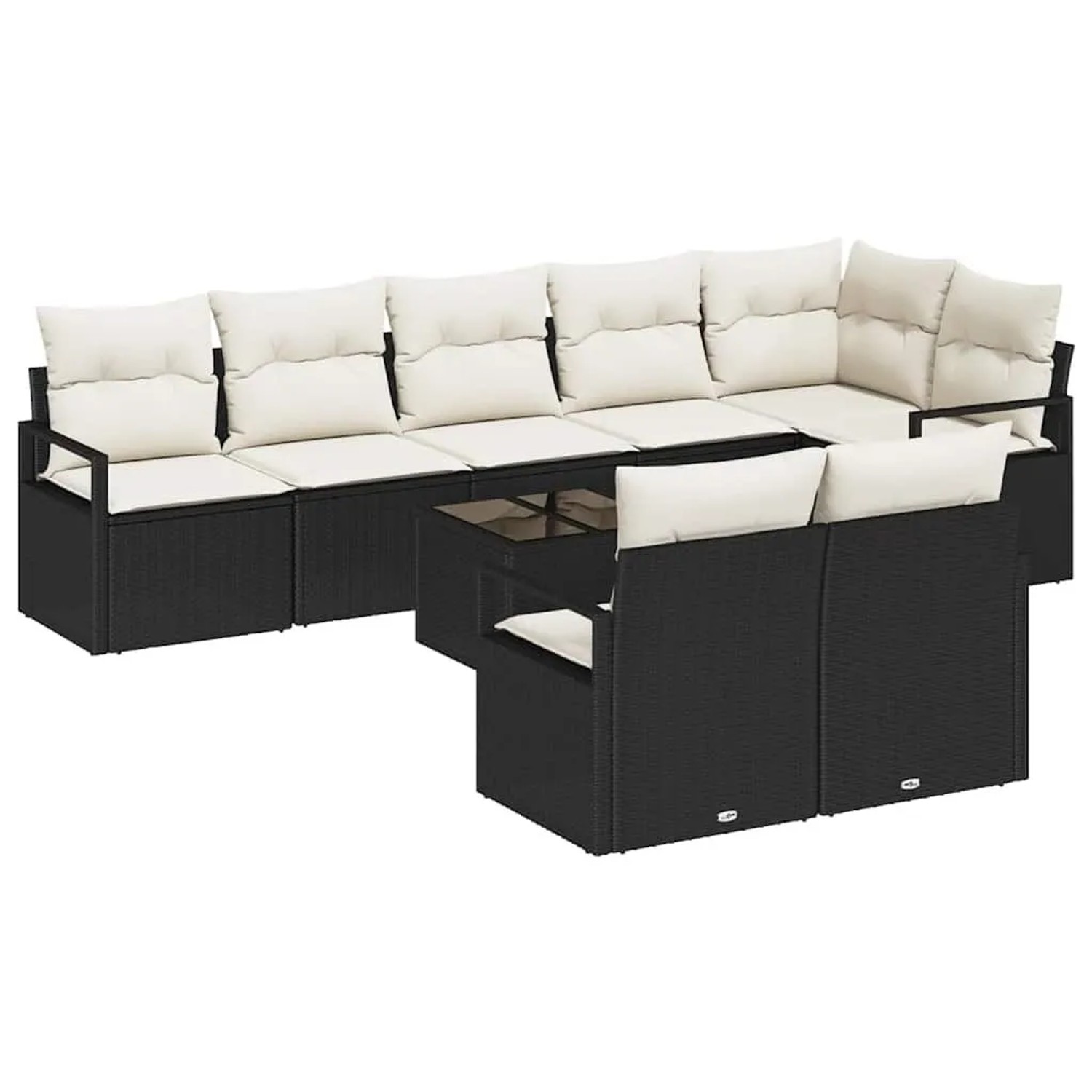 vidaXL Gartensofa-set mit Kissen 9-Tlg Braun und Creme Poly-Rattan 3355106 günstig online kaufen