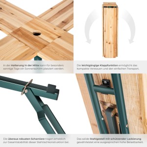 Tectake Stehtisch Quattro Klappbar und Standfest Holzlackierung Mit Klarlack  241 x 241 x 103 cm Braun