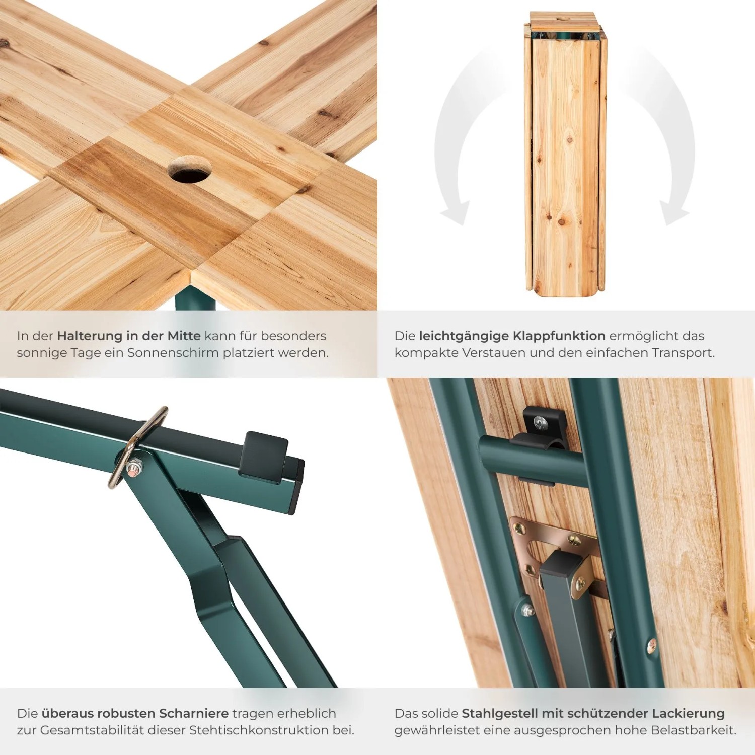 Tectake Stehtisch Quattro Klappbar und Standfest Holzlackierung Mit Klarlack  241 x 241 x 103 cm Braun_3