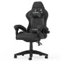 Schwarzer Rattantree Gaming Stuhl mit hoher Rückenlehne, Kopf- und Lendenstütze aus PU-Leder.