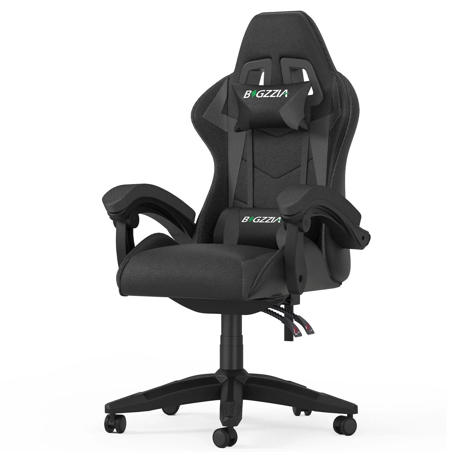 Rattantree Gaming Stuhl mit Hoher Rückenlehne PU Leder Kopf und Lendenstütze Verstellbar Schwarz
