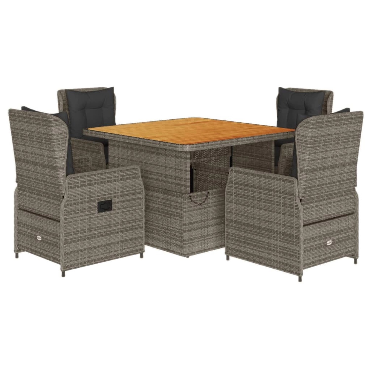 vidaXL 5-Tlg Garten-Essgruppe mit Kissen Grau Poly Rattan 3262770 günstig online kaufen