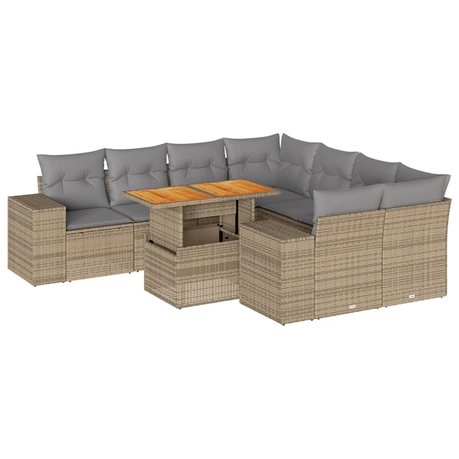 vidaXL 9-Tlg Garten-Sofagarnitur mit Kissen Beige Poly Rattan 3327356 günstig online kaufen