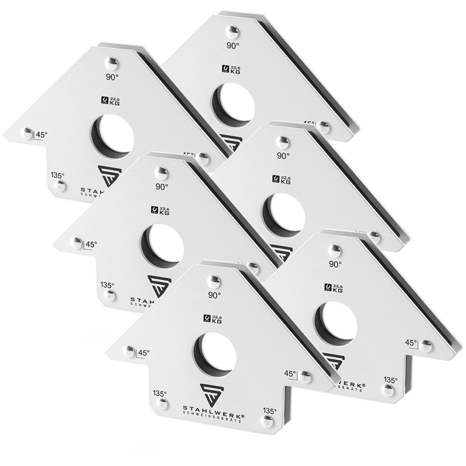 STAHLWERK Magnet-Schweißwinkel 45 X 90 X 135 Grad 226 kg 50 lbs 6er Set