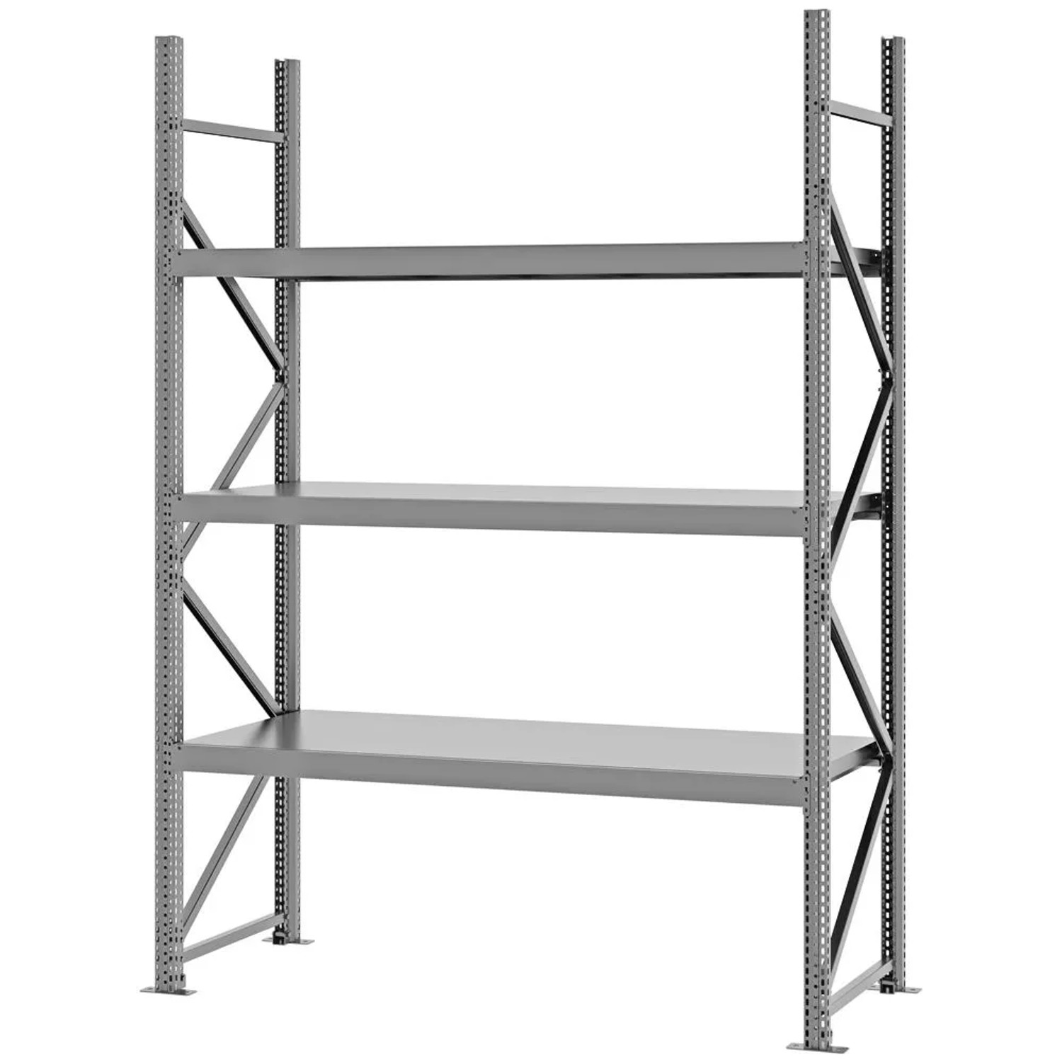 PROREGAL Weitspannregal Schraub-Stecksystem MAGNUS PRO Made In Germany Grundregal 250x175x60cm 3 Ebenen Stahlböden Fachlast 700kg Verzinkt