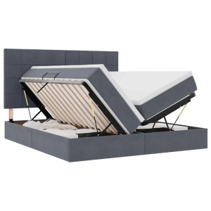 vidaXL Bett mit LED-Lichtleisten Dunkelgrau 200 x 200 cm Samt 3372888
