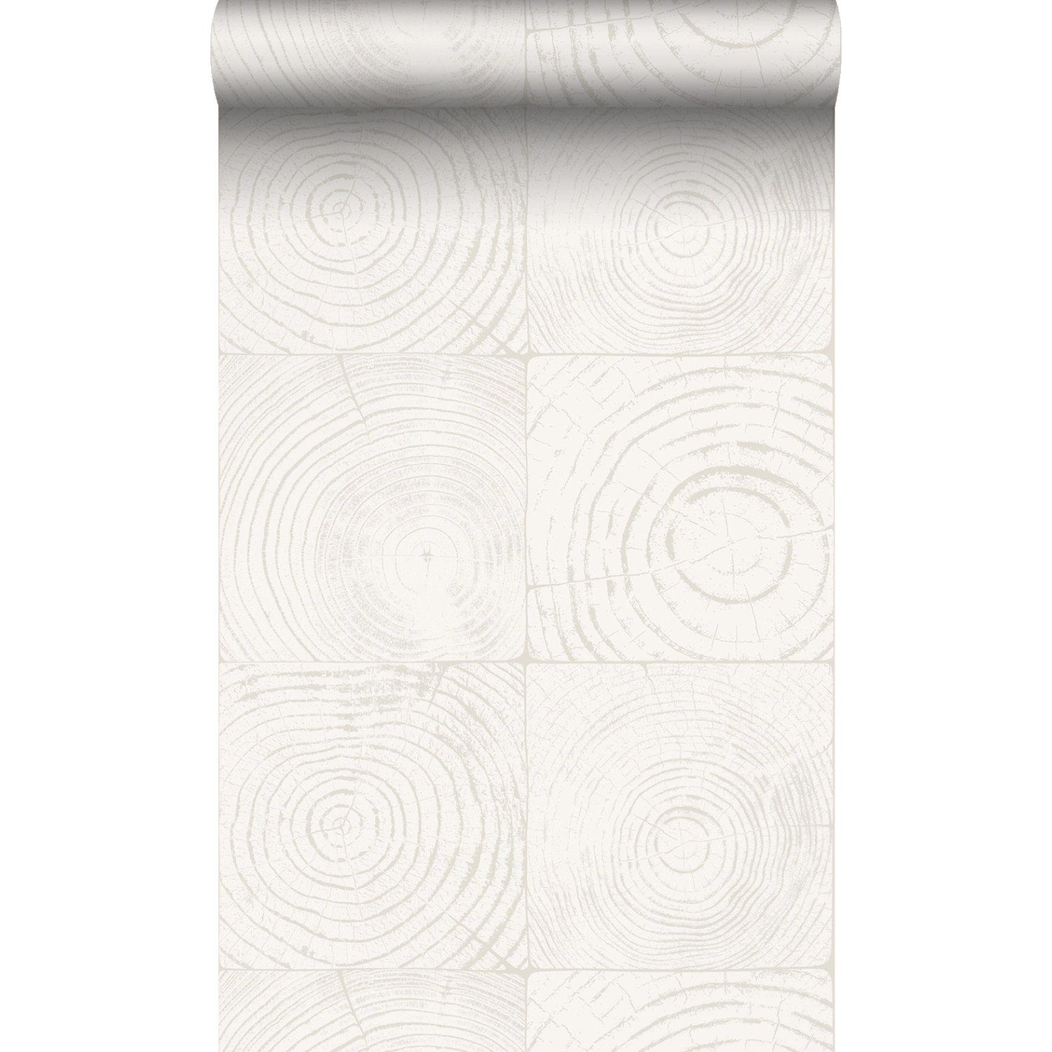 Origin Wallcoverings Tapete Querschnitte von Baumstämmen Elfenbeinweiß 53 c günstig online kaufen