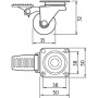 SOTECH Set 2 und 2 Möbelrolle KIEL Ø35 mm Transparent inkl. Schraubenset_5