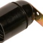 Schwarze E27 Lampenfassung mit Winkelbefestigung für Lampeninstallationen.
