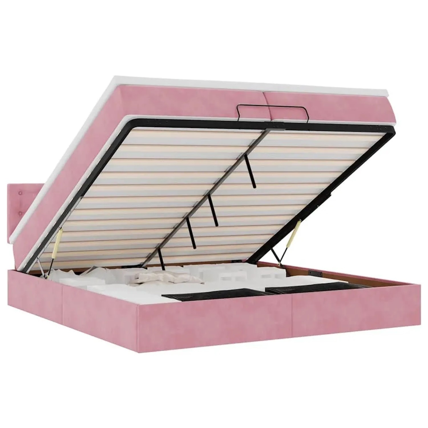 vidaXL Ottoman-Bett mit Matratzen & LEDs Rosa 200x200 cm Samt 3312793