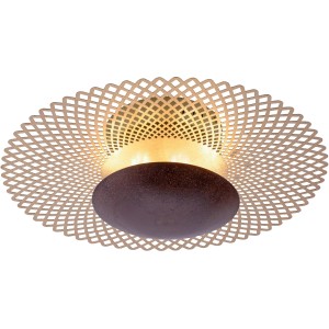 Runde Paul Neuhaus Deckenleuchte Nevis, Ø 45 cm, in Rost-Optik mit filigranem Muster.