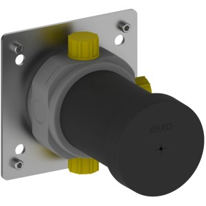 Keuco IXMO Unterputz Funktionseinheit für Duscharmatur mit gelben Einstellschrauben.