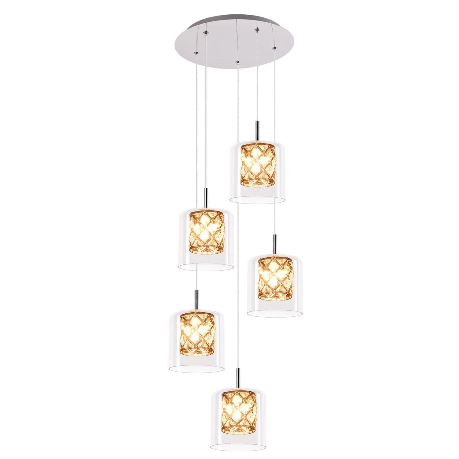 NETTLIFE Moderne Kristall G9 Glas Esszimmer Pendelleuchte Einstellbare Höhe-5