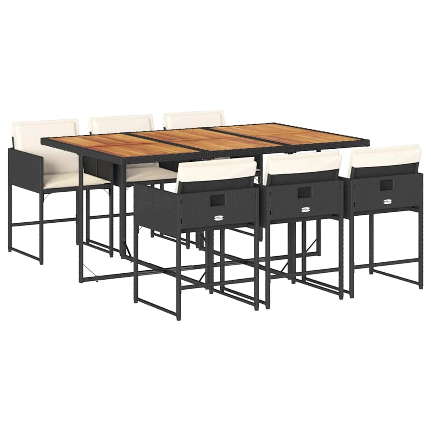 vidaXL 7-Tlg Garten-Essgruppe mit Kissen Schwarz Poly Rattan 3211275 günstig online kaufen