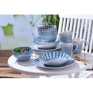 Ritzenhoff & Breker Sole Mio Kombiservice, 16-teilig, blaues Geschirr mit Tellern, Tassen und Schalen.