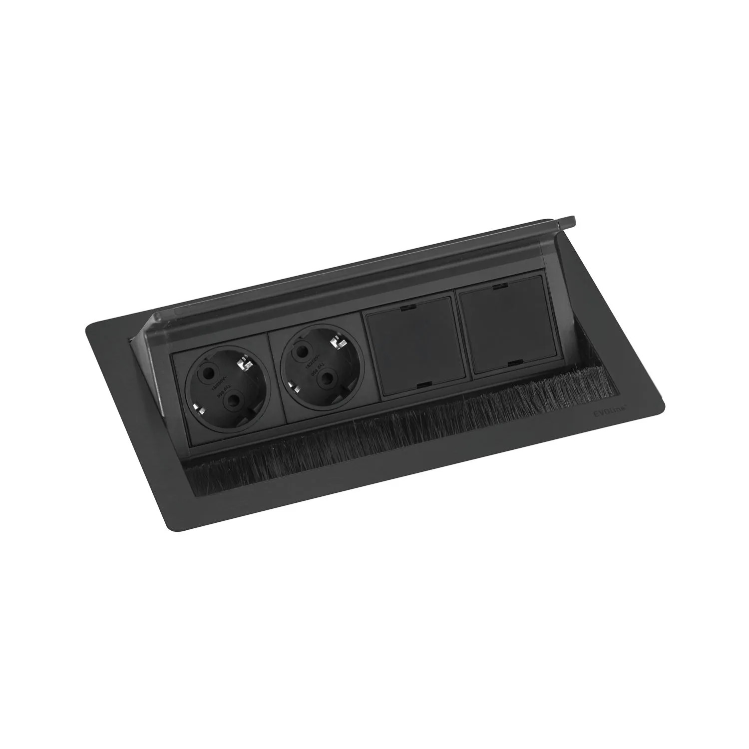 Evoline Flip Top Push Data M Versenkbare Steckdose mit 2 Freien Modulplätzen Schwarz